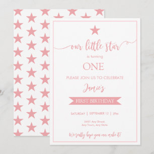 Unser kleiner Star-Geburtstag-Flat-Einladung Pink Einladung