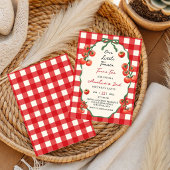 Unser kleiner Tomato Red Gingham wird zwei Geburts Einladung
