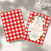 Unser kleiner Tomato Red Gingham wird zwei Geburts Einladung