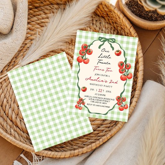 Unser kleiner Tomato Red Gingham wird zwei Jahre a Einladung