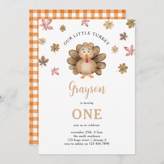 Unser kleiner Türkei Fall Erntedank 1. Geburtstag Einladung (Vorne/Hinten)