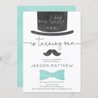 Unser kleiner, türkisfarbener Aqua-Junge 1. Geburt Einladung