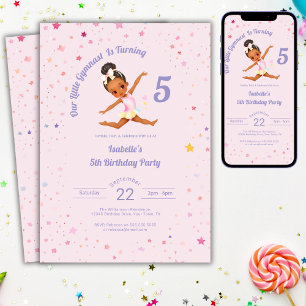 Unser kleiner Turner wird 5 Pinker Geburtstag Einladung