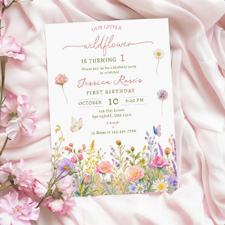 Unser kleiner Wildblume Erster Geburtstag Einladung