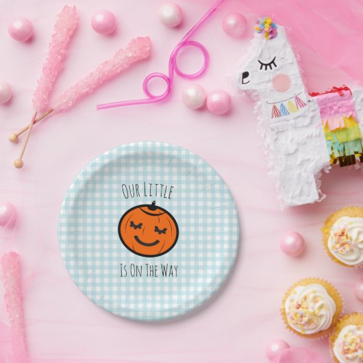 Unser kleines Baby der Kürbis-Illustrations-| Pappteller (Party)