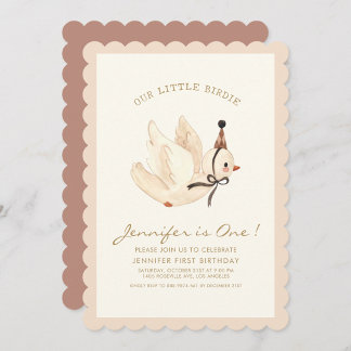 Unser kleines Birdie Watercolor Minimal Baby Gebur Einladung