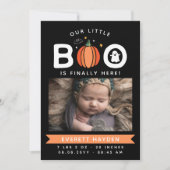 Unser kleines Boo endlich hier Halloween Baby Ankündigung (Vorderseite)