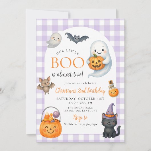 Unser kleines BOO Niedlich Ghost Halloween 2. Gebu Einladung (Vorderseite)