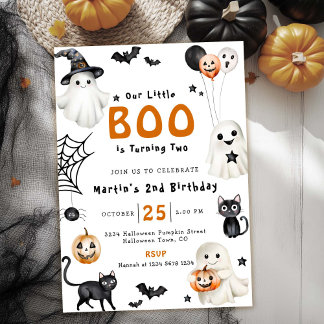 Unser kleines BOO Niedlich Halloween 2. Geburtstag Einladung
