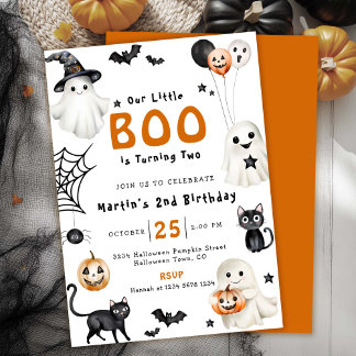 Unser kleines BOO Niedlich Halloween Ghost 2. Gebu Einladung
