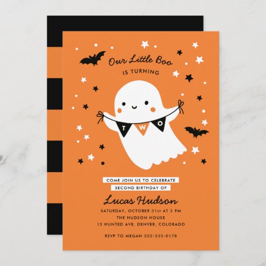 Unser kleines Boo Niedliches Kid Halloween zum zwe Einladung (Vorne/Hinten)