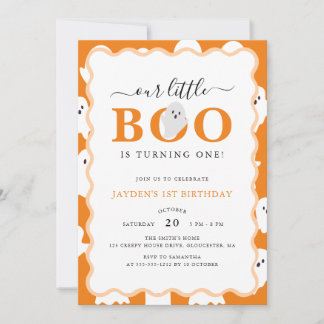 Unser kleines Boo Orange Ghost Halloween 1. Geburt Einladung