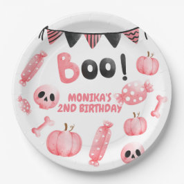 Unser kleines Boo Pink Girl Halloween 2. Geburtsta Pappteller