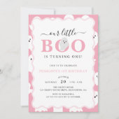 Unser kleines Boo Pink Halloween Mädchen 1. Geburt Einladung (Vorderseite)