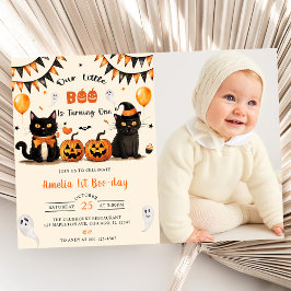 Unser kleines Boo-Turning Black Cat Halloween-Foto Einladung