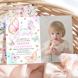 Unser kleines Butterfly-Rainbow-Girl zum Geburtsta Einladung