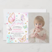 Unser kleines Butterfly-Rainbow-Girl zum Geburtsta Einladung (Vorderseite)