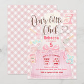 Unser kleines Chef Mädchen Rosa Gingham Backen Geb Einladung (Vorne/Hinten)