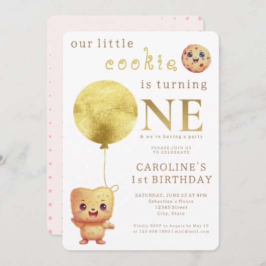 Unser kleines Cookie macht einen Niedlichen 1. Geb Einladung (Vorne/Hinten)