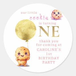 Unser kleines Cookie macht einen Niedlichen 1. Geb Runder Aufkleber