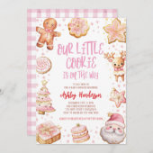 Unser kleines Cookie Pink Weihnachtsmädchen Kinder Einladung (Vorne/Hinten)