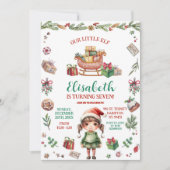 Unser kleines Elf Weihnachtslied Geburtstagskind Einladung (Vorderseite)