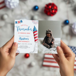 Unser kleines Firecracker 1. Geburtstag Foto Einladung