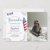 Unser kleines Firecracker 1. Geburtstag Foto Einladung (Vorderseite)