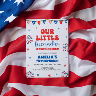 Unser kleines Firecracker 1. Geburtstag Party Einladung