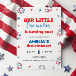 Unser kleines Firecracker 1. Geburtstag Party Einladung