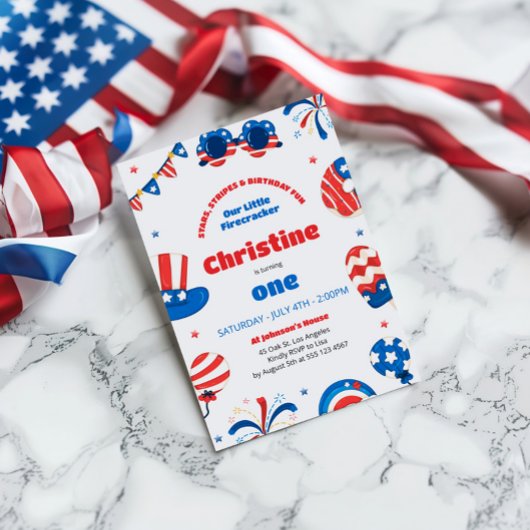 Unser kleines Firecracker 1. Geburtstag Party Einladung