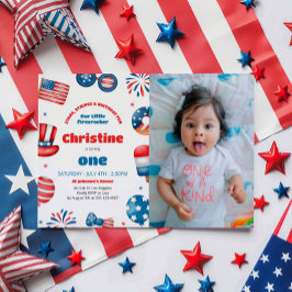 Unser kleines Firecracker Geburtstagsparty-Foto Einladung