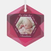 Unser kleines Gem July Birthstone Baby Birth Stats Ornament Aus Glas (Vorderseite)