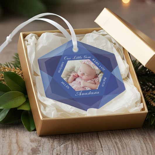 Unser kleines Gem September Birthstone Baby Birth Ornament Aus Glas