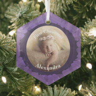 Unser kleines Gerber Baby Foto Ornament - Traube Aus Glas