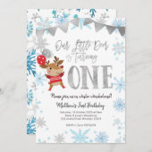 Unser kleines Hirsch dreht einen Winter zum Geburt Einladung (Vorne/Hinten)