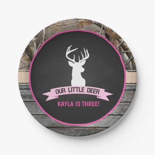 Unser kleines Hirschplättchen - Mädchen Pappteller (Vorderseite)