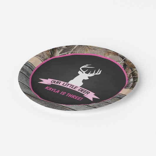 Unser kleines Hirschplättchen - Mädchen Pappteller (Schrägansicht)