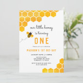 Unser kleines Honig macht eine Biene zum Geburtsta Einladung (Stehend Vorderseite)