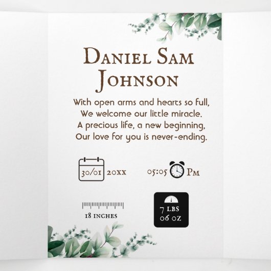 "Unser Kleines" individuell anpassbare Tri-Falten- Dreifach Gefaltete Urlaubskarte (Innenseite Mitte)