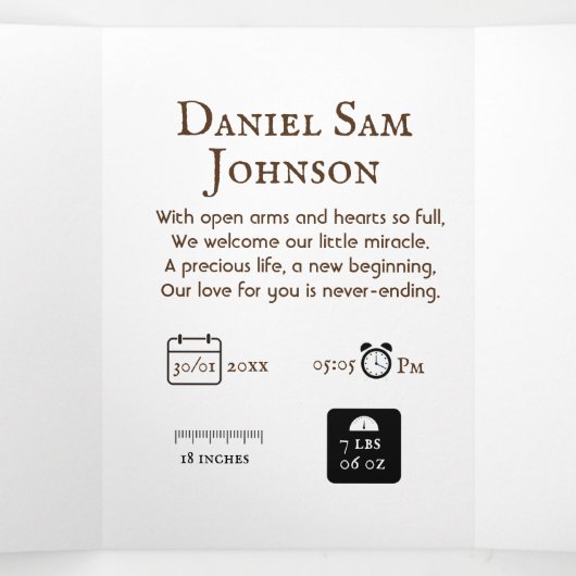 "Unser Kleines" individuell anpassbare Tri-Falten- Dreifach Gefaltete Urlaubskarte (Innenseite Mitte)