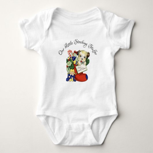 Unser kleines Kleine Geschenk mit Welpe Baby Strampler (Vorderseite)