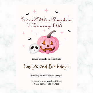 Unser kleines KürbisHalloween Geburtstag jedes Jah Einladung