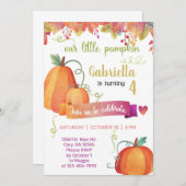 Unser kleines Kürbismädchen zum Geburtstag laden e Einladung (Vorne/Hinten)