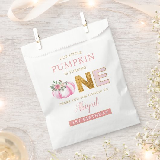 Unser kleines Kürbispink-Blumenmädchen 1. Geburtst Geschenktütchen (Ausgeschnitten)