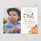 Unser kleines Kürbiswald fällt am ersten Geburtsta Postkarte (Vorderseite)