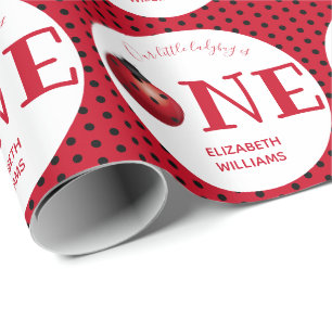 Unser kleines Ladybug First Birthday Name Party Geschenkpapier