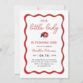 Unser kleines Ladybug Mädchen 1. Geburtstag Party Einladung (Vorderseite)