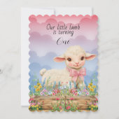 Unser kleines Lamm wird eins Baby-Geburtstag Einladung (Vorderseite)