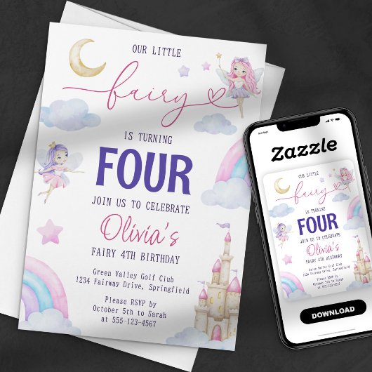 Unser kleines, magisches Party Fairytale Rainbow Einladung